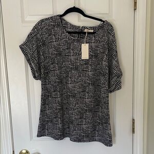 Melloday Black and White Short Sleeve Top 1X NWT